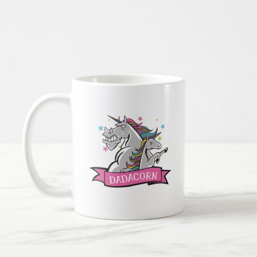 Dadicorn Unicornおもしろいパパとキッドギフトグラフィックス コーヒーマグカップ (左)
