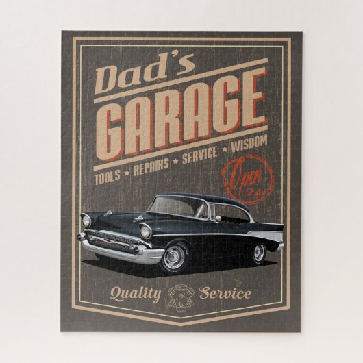 Dad's 1957 Black Chevy Garage ジグソーパズル (縦)