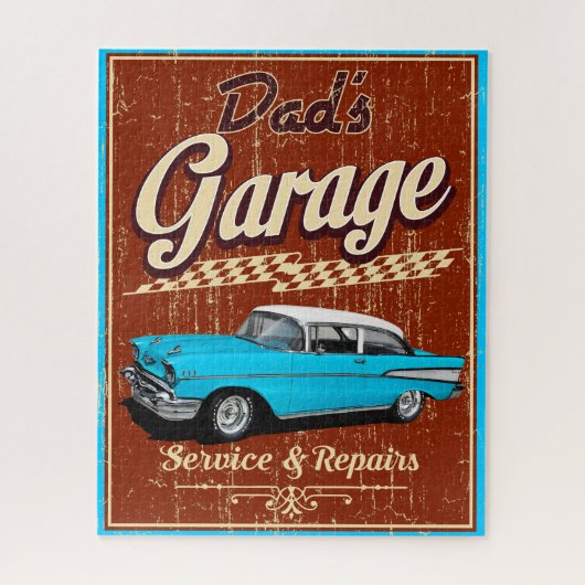 Dad's Blue Chevy Garage ジグソーパズル (縦)
