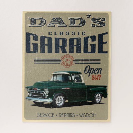 Dad's Garage Classic Green Pickup Truck ジグソーパズル (縦)