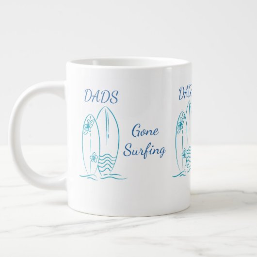 Dads Gone Surfing, Fun Beach Father’s Day Gift ジャンボコーヒーマグカップ (左)
