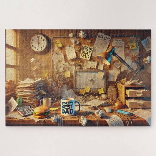 Dad's Messy Desk Funny Father's Day Gift ジグソーパズル (横)