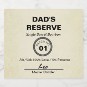 Dad's Reserve | Modern Bourbon Parody Funny スパークリングワインラベル (シングルラベル)