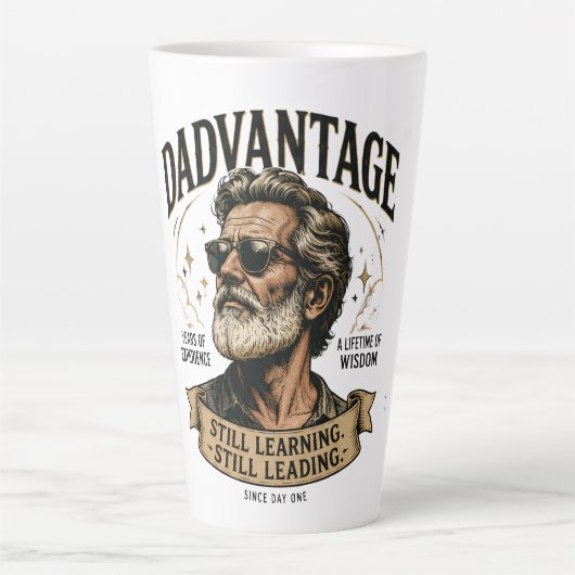 DADVANTAGE 未だ学び未だ導く レトロなパパ カフェラテマグ (正面)