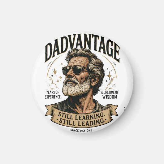 DADVANTAGE 未だ学び未だ導く レトロなパパ マグネット (正面)