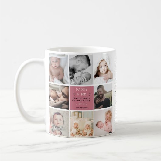 「Dadyy & Me」第1父日写真コラージュのマグカップ コーヒーマグカップ (左)