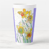 Daffodilフラワーフローラ水彩女性名 カフェラテマグ (正面)