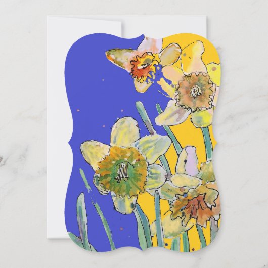 Daffodilフローラ40th誕生日イエローネイビーブルー 招待状 (裏面)