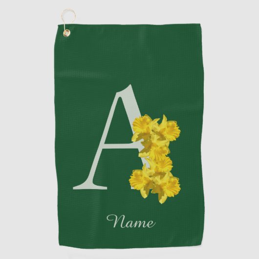 DaffodilモノグラムイニシャルAあなたの名前 ゴルフタオル (正面)