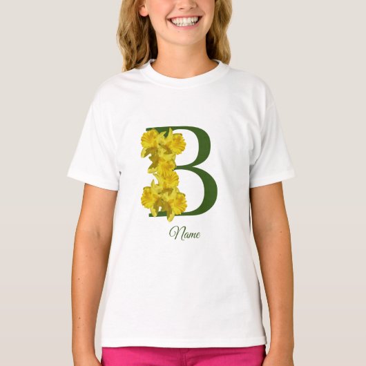DaffodilモノグラムイニシャルB名Tシャツ Tシャツ (正面)