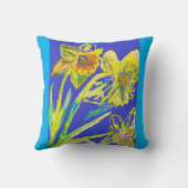 Daffodil抽象芸術水彩花フローラ黄色 クッション (裏面)