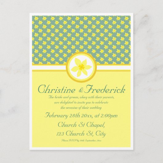 Daffodil結婚の招待状 インビテーションポストカード (正面)