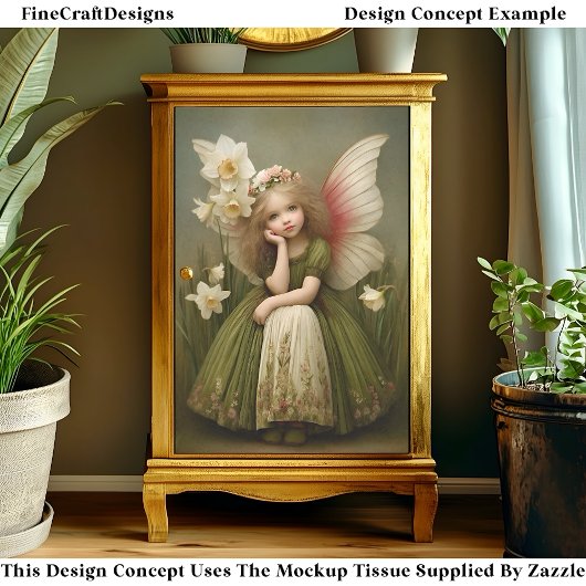 Daffodil花ガールフェアリーで緑のDL5Lデコページ 薄葉紙