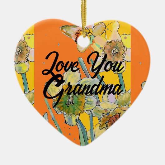 Daffodil花フローラ愛おばあちゃん装飾 セラミックオーナメント (正面)