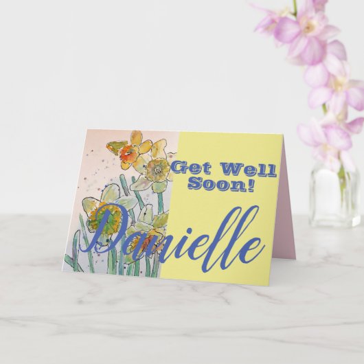 Daffodil花Get Well Soon女性名札 カード (蘭)