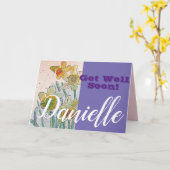 Daffodil花Get Well Soon女性名札 カード (黄色い花)