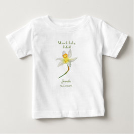 Daffodil誕生日ヶ月3月水彩Tシャツ ベビーTシャツ