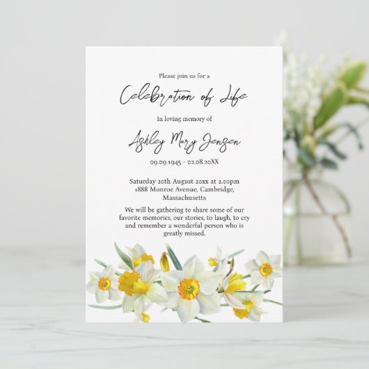Daffodil Celebration of Life Funeral 招待状 (スタンド正面)