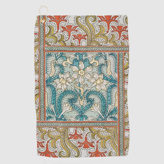 Daffodil chintzアールヌーボー壁紙 ゴルフタオル (正面)