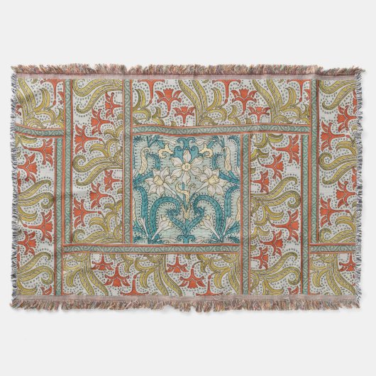 Daffodil chintzアールヌーボー壁紙 スローブランケット (正面)