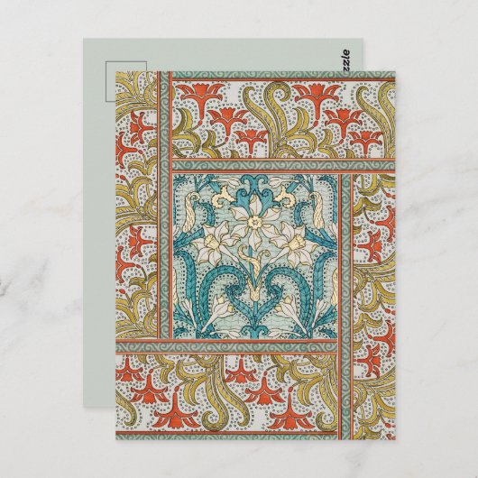 Daffodil chintzアールヌーボー壁紙 ポストカード (正面/裏面)