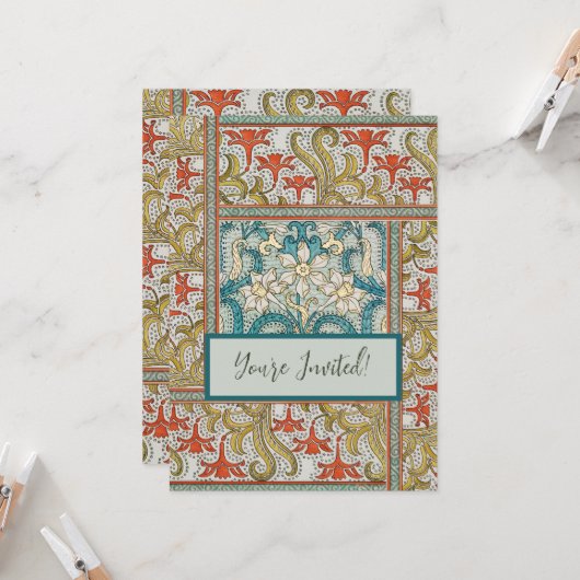 Daffodil chintzアールヌーボー壁紙 招待状 (正面/裏面インサイチュ)