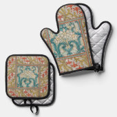 Daffodil chintzアールヌーボー壁紙 鍋つかみ&鍋敷きセット (正面/裏面)