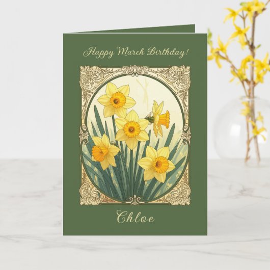 Daffodil Delight March Birthflower Celebration カード (黄色い花)