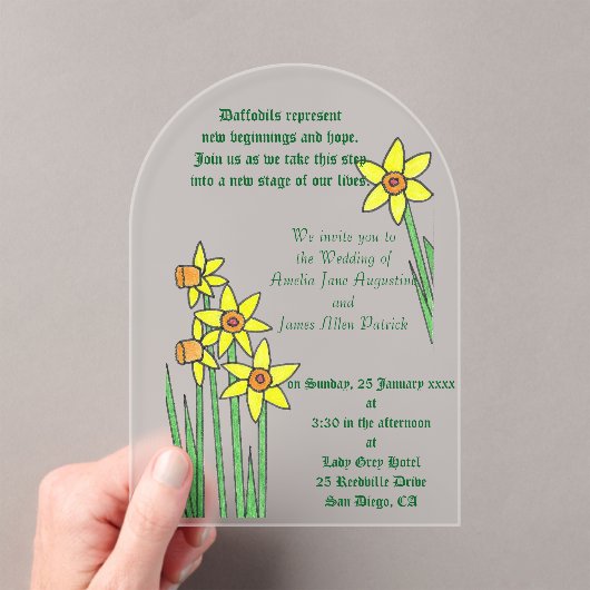 Daffodil Dream Wedding Invitation アクリル招待状 (インサイチュ (ポータブル))