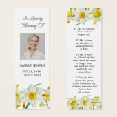 Daffodil Floral Photo Funeral Memorial Bookmark (正面&裏面)
