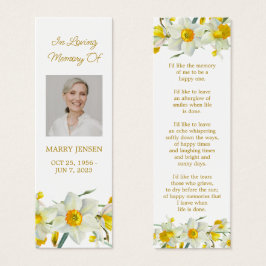 Daffodil Floral Photo Funeral Memorial Bookmark