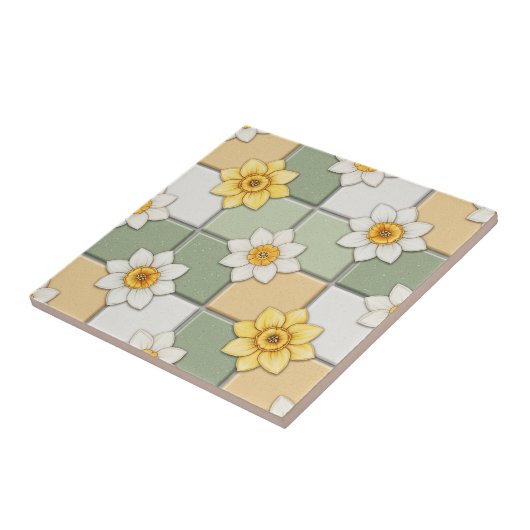 Daffodil Floral Tile Pattern タイル (側面)