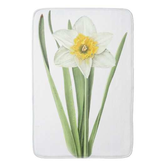 Daffodil Flower Botanical Art バスマット (正面縦)