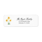 Daffodil Flower Painting Return Address Label ラベル (正面)