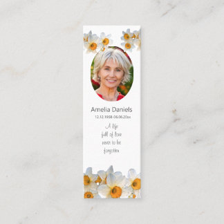 Daffodil Funeral Mini Bookmark Prayer Card スキニー名刺