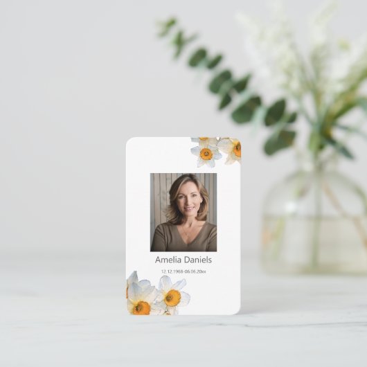Daffodil Funeral Prayer Card 名刺 (スタンド正面)