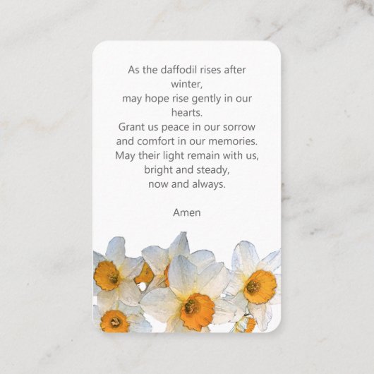Daffodil Funeral Prayer Card  名刺 (裏面)
