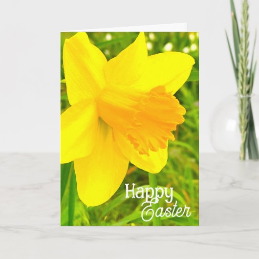 Daffodil "Happy Easter!" - Folded Greeting Card カード (正面)