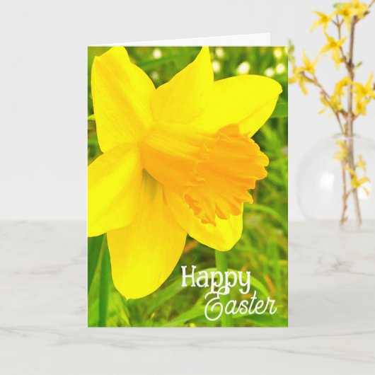 Daffodil "Happy Easter!" - Folded Greeting Card カード (黄色い花)