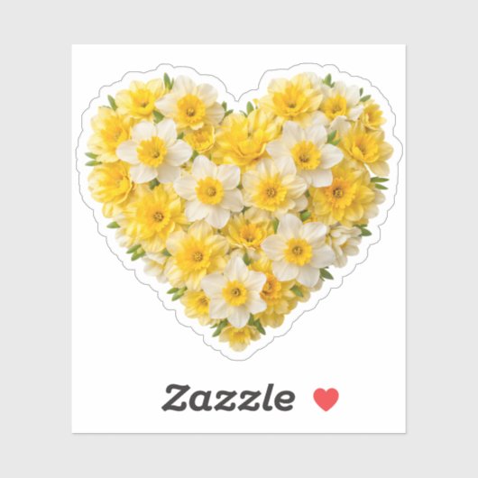 Daffodil Heart March Birth Flower シール (シート)