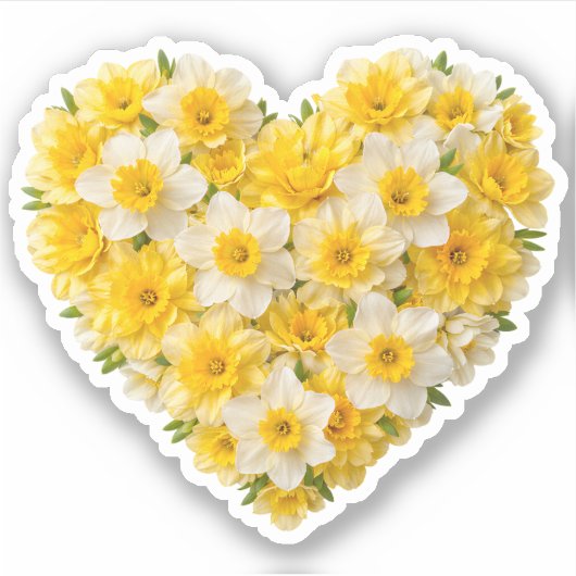 Daffodil Heart March Birth Flower シール (正面)