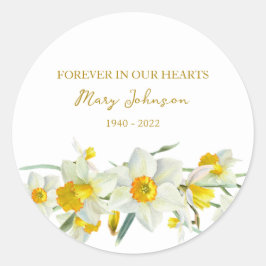 Daffodil Memorial Funeral Classic Round Sticker ラウンドシール