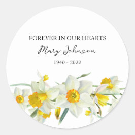 Daffodil Memorial Funeral Classic Round Sticker ラウンドシール