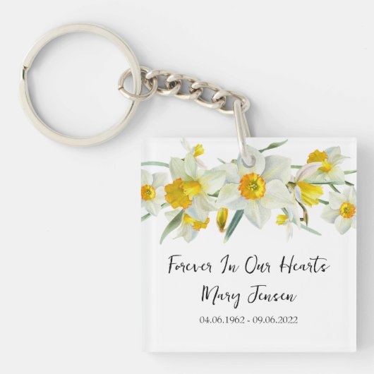 Daffodil Memorial Funeral Photo Keychain キーホルダー (正面)