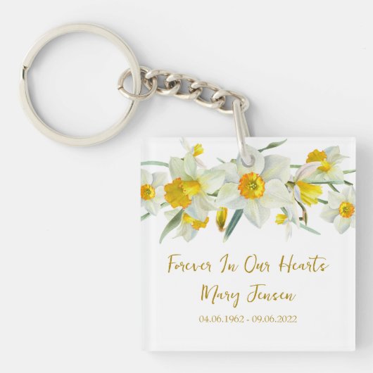 Daffodil Memorial Funeral Photo Keychain キーホルダー (正面)