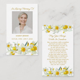 Daffodil Memorial Photo Funeral Prayer Card 名刺