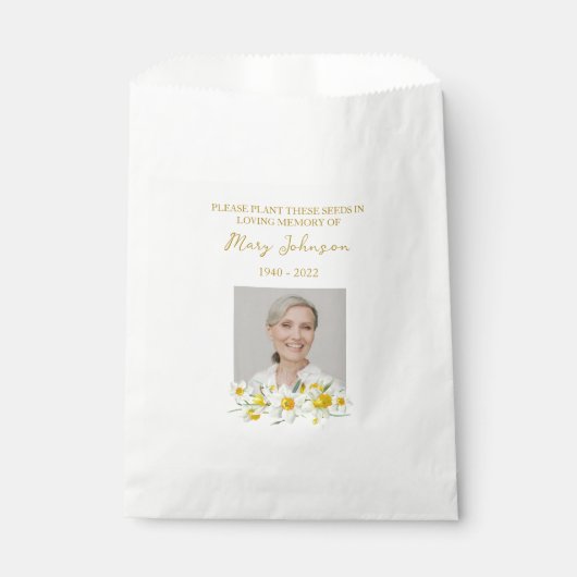 Daffodil Seed Packet Memorial Funeral Favor Bag フェイバーバッグ (正面)