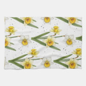 Daffodil Spring Floral in Soft Yellow and Green 2 キッチンタオル (横)