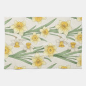 Daffodil Spring Floral in Soft Yellow and Green 4 キッチンタオル (横)