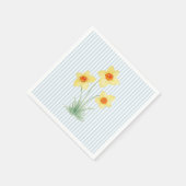 Daffodil Spring Flower Custom Wedding Blue Stripe スタンダードカクテルナプキン (角)